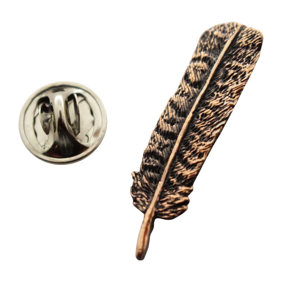 Tail Feather Pin ~ Antiqued Copper ~ Lapel Pin ~ Sarah's Treats & Treasures